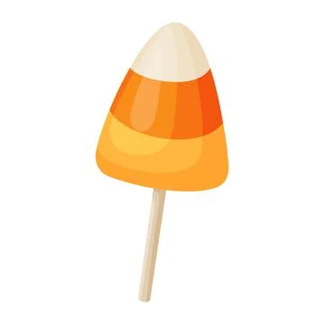 Halloween Candy corn lollipop, flat vector style. Illustrazione stock