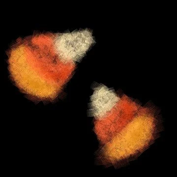 Halloween Candy Corn Pieces on Black Background Illustration