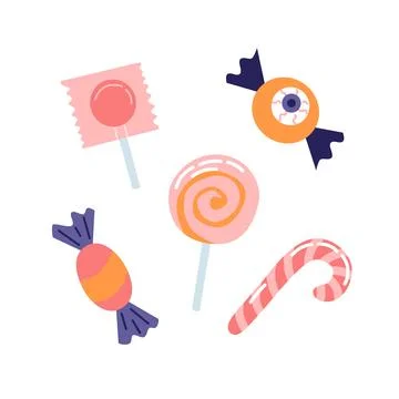 Halloween candy. Cute festive elements. Vector illustration in flat style Stockillustratie