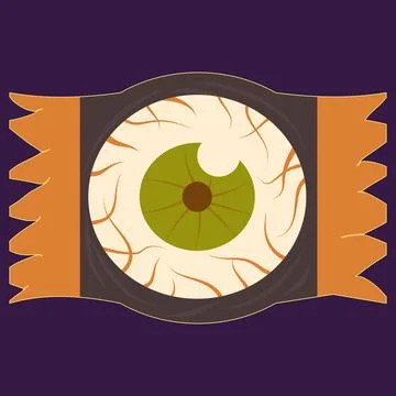 Halloween candy eyeball in plastic wrap Stock Illustration