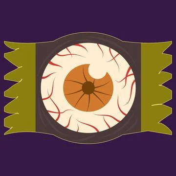 Halloween candy eyeball in plastic wrap2 Stock Illustration