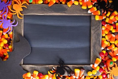 Halloween candy frame copy space Stock Photos