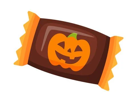 Halloween candy jack o lantern in bright wrapping. flat vector style. イラスト素材