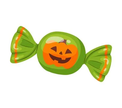 Halloween candy jack o lantern in bright wrapping. flat vector style. イラスト素材