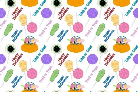 Halloween Candy Pattern with Fun Spooky Elements Illustrazione stock