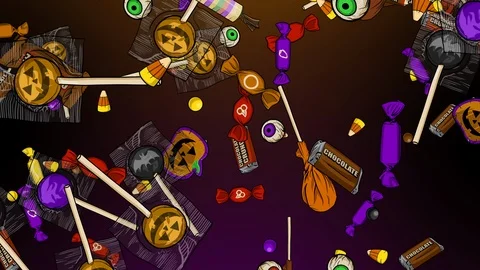 Halloween Candy Raining Down Stock Footage 124649037