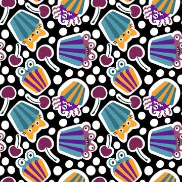 Halloween candy seamless muffins pattern for wrapping paper and fabric Illustrazione stock