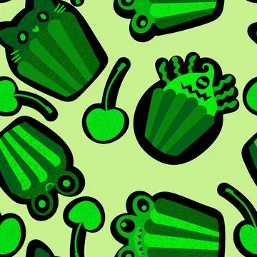 Halloween candy seamless muffins pattern for wrapping paper and fabric Illustrazione stock