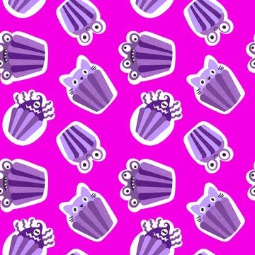 Halloween candy seamless muffins pattern for wrapping paper and fabric Stock Illustration