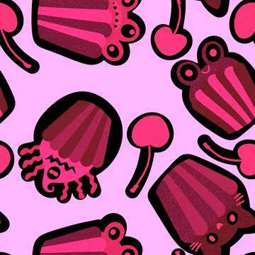 Halloween candy seamless muffins pattern for wrapping paper and fabric Stock Illustration