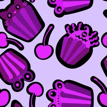 Halloween candy seamless muffins pattern for wrapping paper and fabric Stock Illustration
