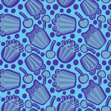 Halloween candy seamless muffins pattern for wrapping paper and fabric Stock Illustration