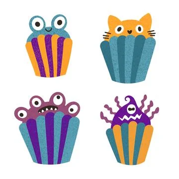 Halloween candy set muffins pattern for wrapping paper and fabric Stock Illustration
