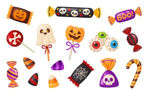 Halloween candy set vector illustration in flat style 库存插图