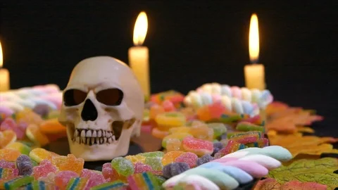 Halloween candy with skull animation 스톡 동영상 94438748