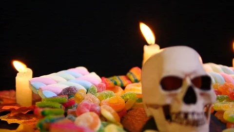 Halloween candy with skull animation Stock Footage 94438765