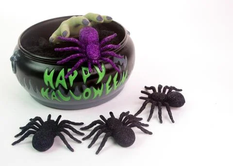 Halloween candy &amp; spiders Stock Photos