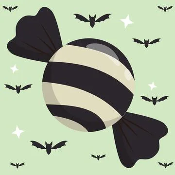 Halloween Candy Vector Set, Cute Sweets with Bats and Stars for Trick or Tr.. 스톡 일러스트