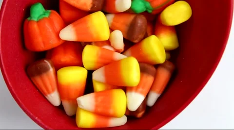 Halloween candy on white background. Stock Footage