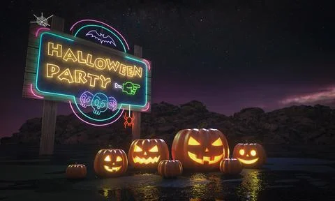 Halloween Card. 3d rendering. Elements of this image furnished by NASA Stock Illustration