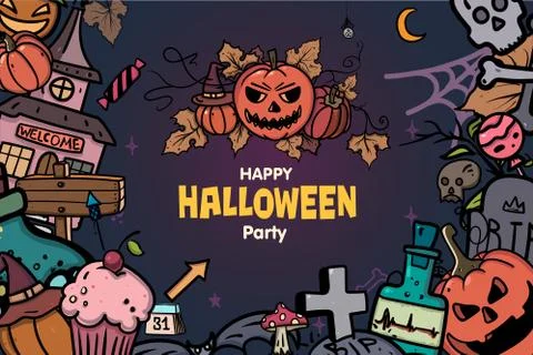 Halloween Cards. Creative design for invitation and party. Vector illustration Stock Illustration