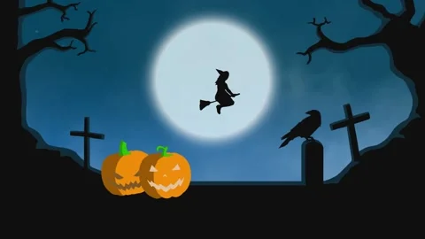 Halloween cartoon animation background template video Stock Footage 287300514