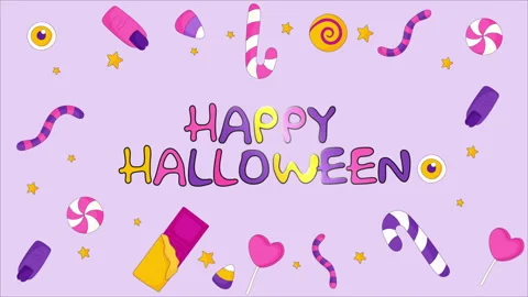 Halloween Cartoon Elements Background Video stock 251566340
