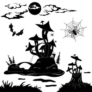 Halloween cartoon landscape Stock Illustration