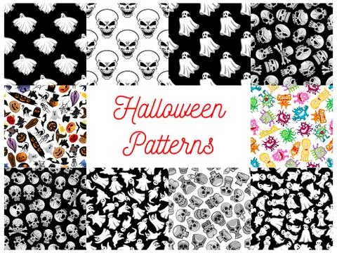 Halloween cartoon seamless pattern backgrounds 스톡 일러스트