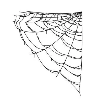 Halloween cartoon spooky cobweb, spiderweb thread Stock Illustration