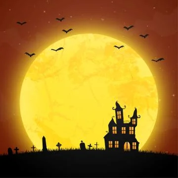 Halloween castle in front of full moon Stock Illustration