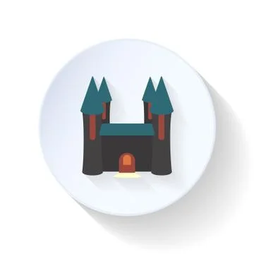 Halloween castle ghosts flat icon Stock Illustration