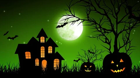 Halloween Castle Pumpkins in Green Backg... | Stock Video | Pond5