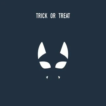 Halloween cat symbol using negative space silhouette. Animal holiday cartoon Stock Illustration
