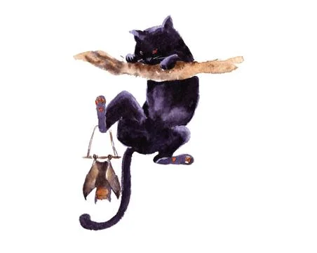 Halloween cat on three Stock Illustration