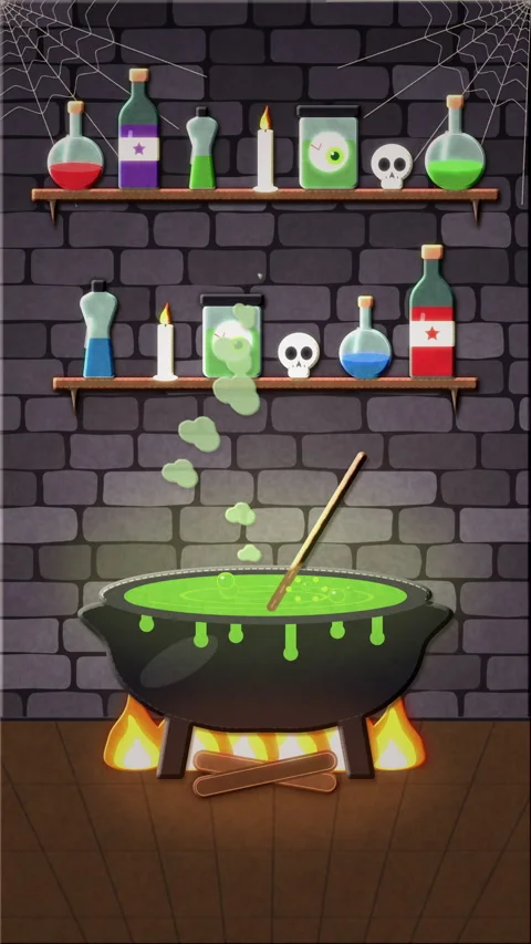 Halloween Cauldron Bubble Stop Motion Background Stock Footage 346768540