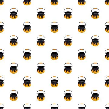 Halloween cauldron pot seamless pattern with black liquid 스톡 일러스트