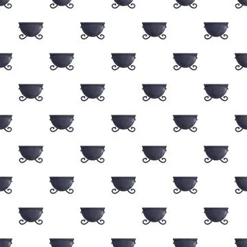 Halloween cauldron pot seamless pattern on white background Illustrazione stock
