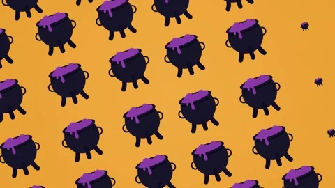 Halloween  cauldron seamless pattern background looping animation 4k Stock Footage 341738693