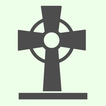 Halloween cemetery cross solid icon. Grave with tombstone cross glyph style イラスト素材