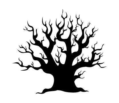 Halloween cemetery dead tree trunk silhouette Stock Illustration