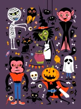 Halloween character collection Illustrazione stock