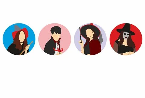 Halloween character profile set Stock Illustration