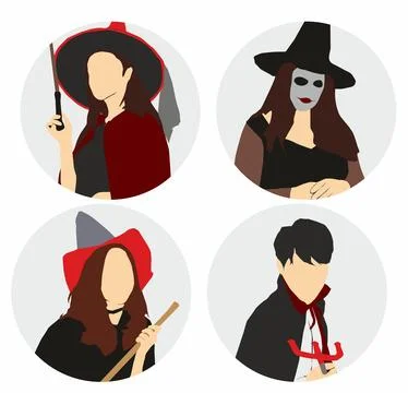 	Halloween character profile set Stock Illustration
