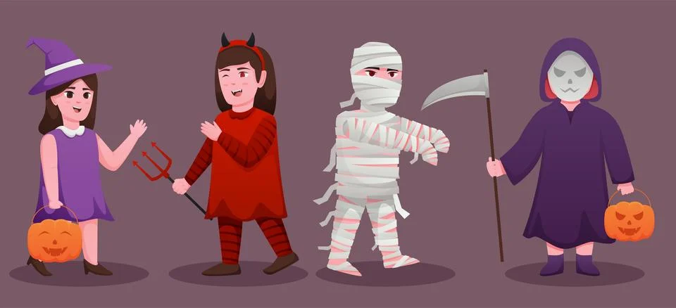 Halloween character vector set. Stock Illustration