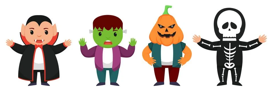 Halloween character vector set. Stock Illustration