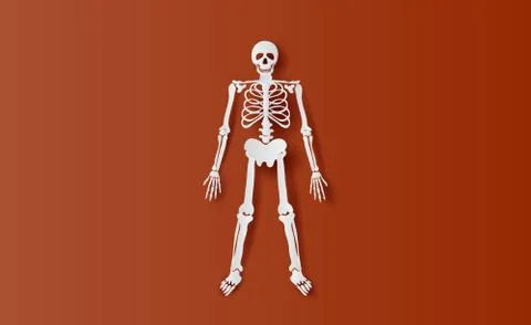 Halloween Characters of Skeleton simple bone.icon on brown isolate background Illustrazione stock