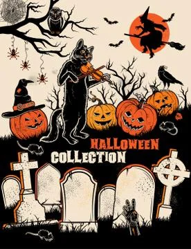 Halloween characters. Vector illustration Stock Illustration