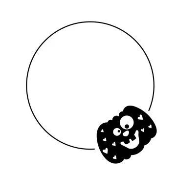 Halloween circular silhouette black frame with pumpkins Stock Illustration