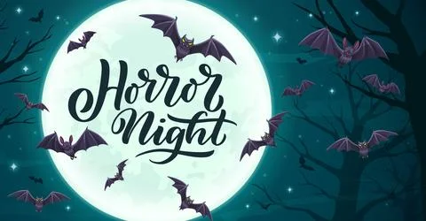 Halloween cloud of flying bats at midnight moon イラスト素材